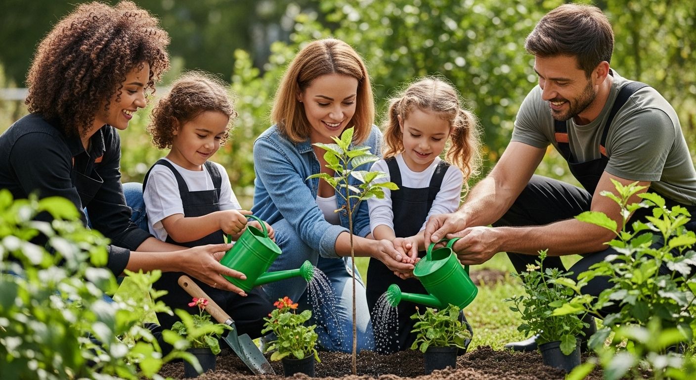 famille jardin nature