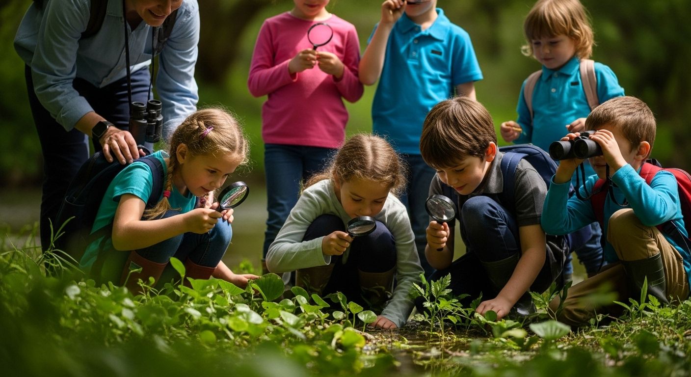 enfants nature rivière