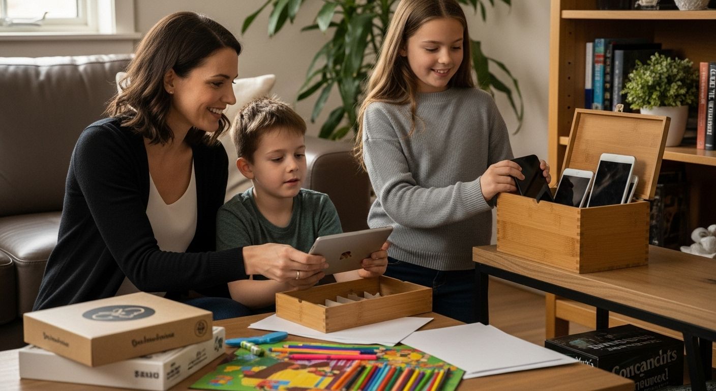 rangement écrans salon famille