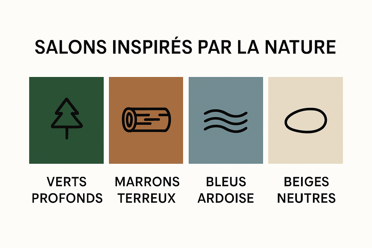 Palette de couleurs naturelles pour salon ambiance nature