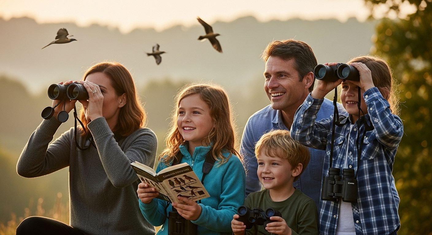 famille observation oiseaux