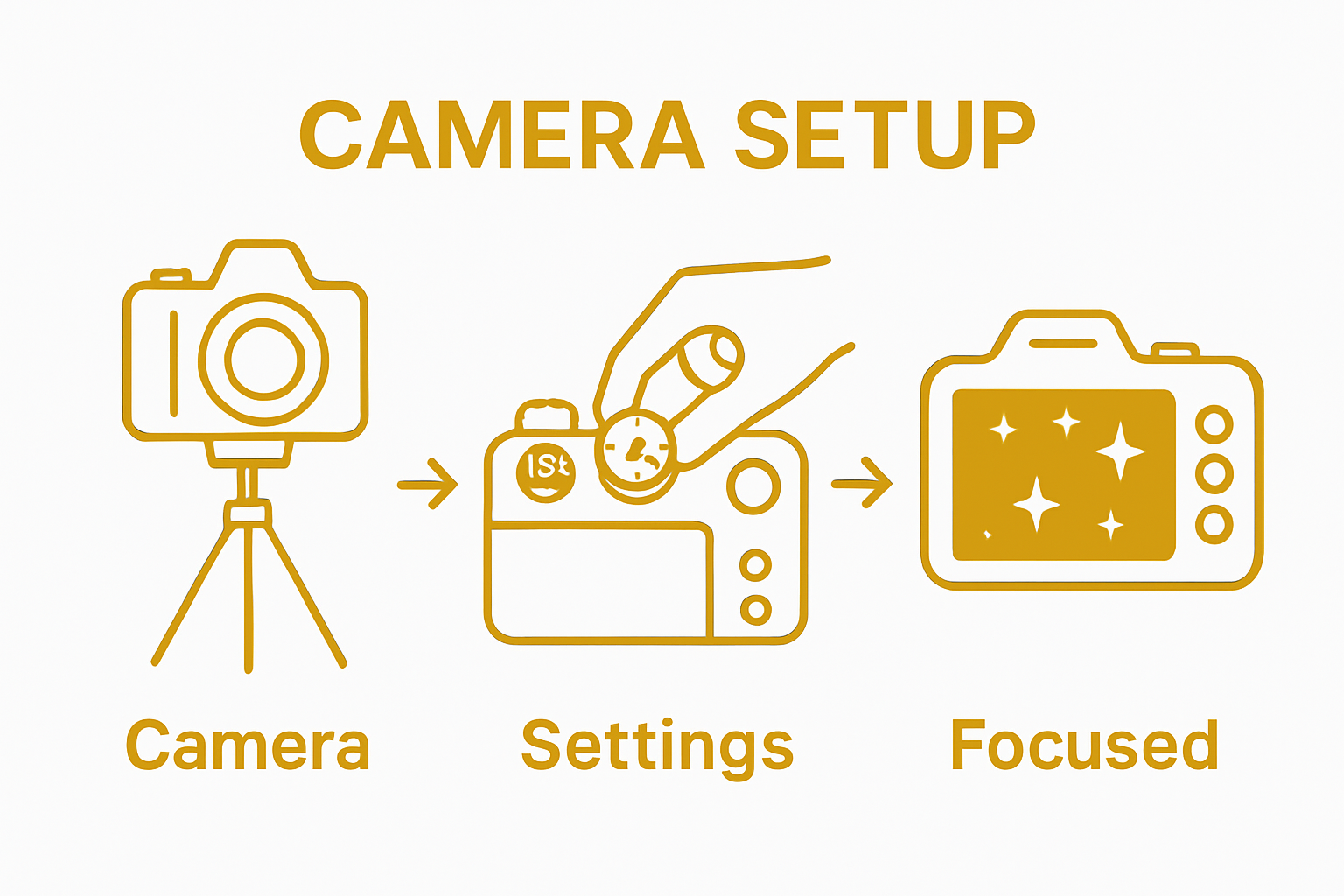 Three-step workflow for setting up a night sky camera