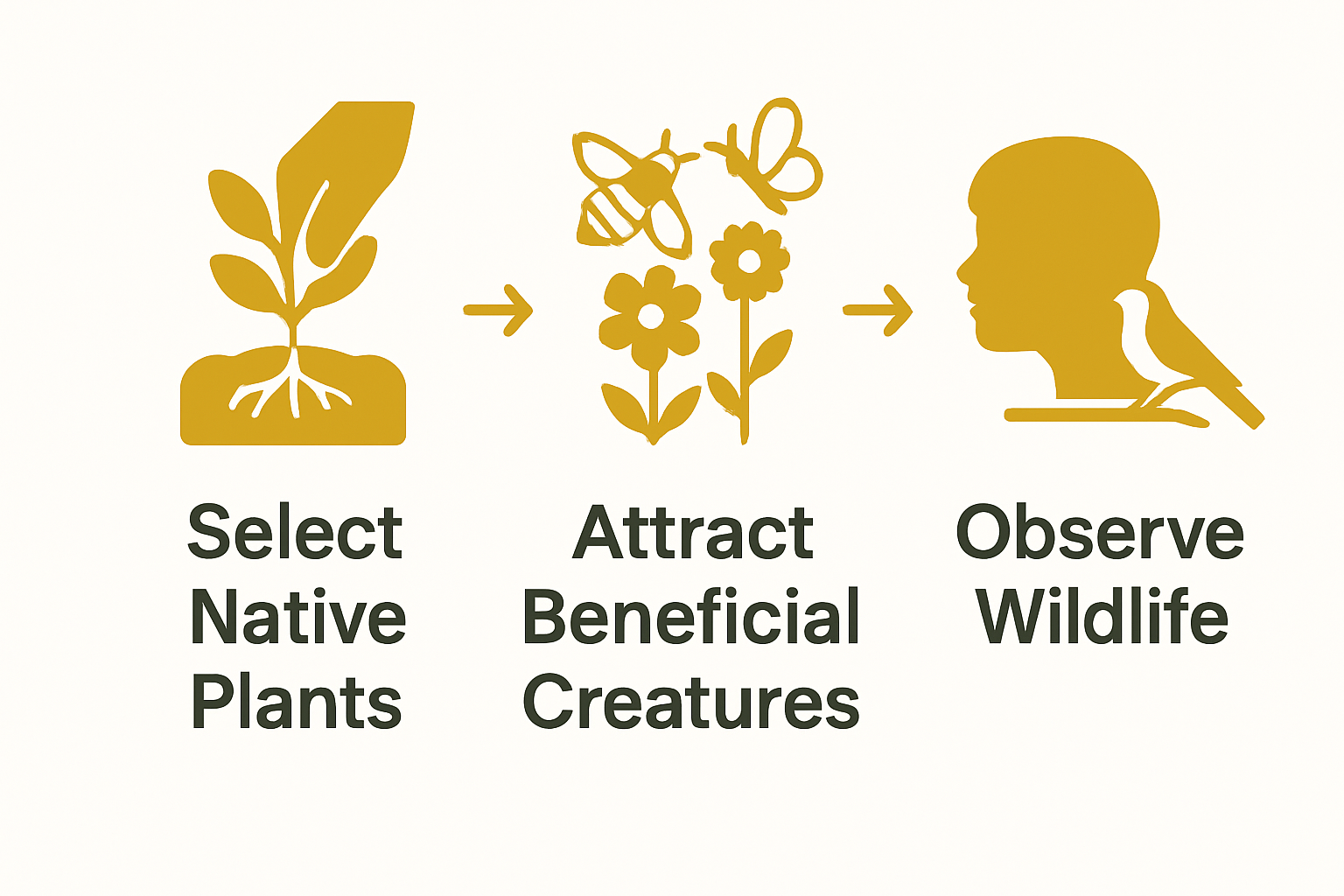 Three-step sequence from planting to attracting wildlife
