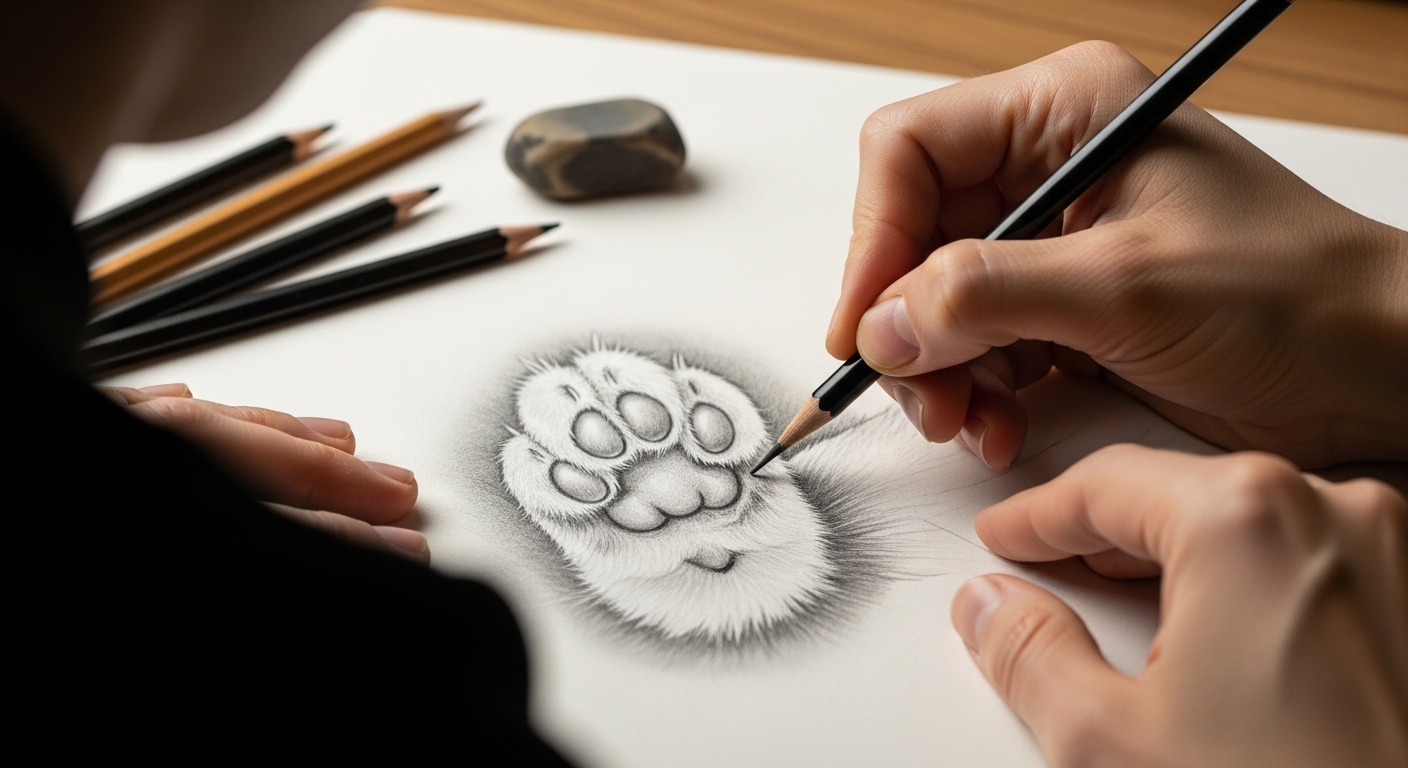 dessin patte chat shading