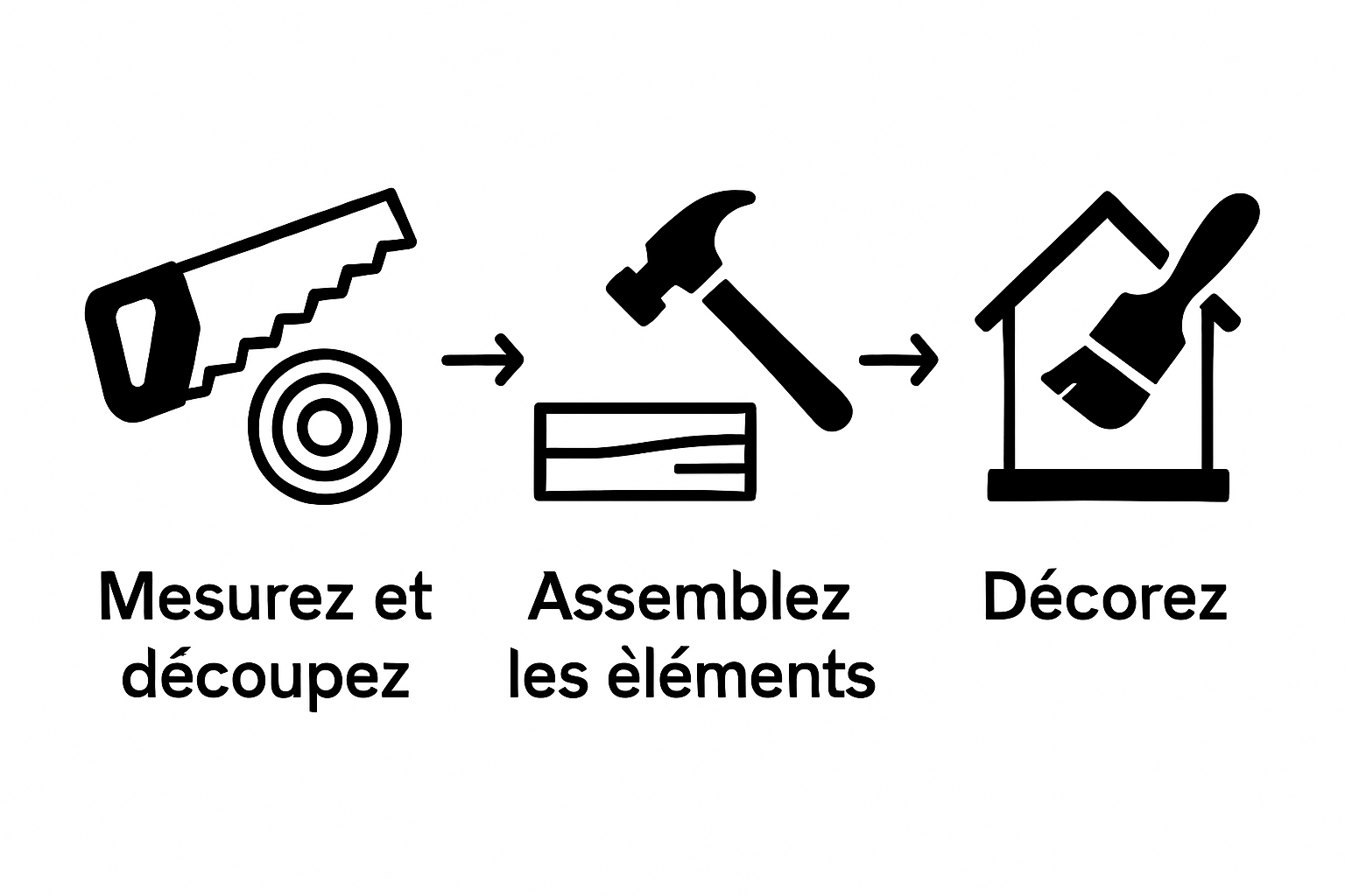 Illustration : mesurer, assembler, décorer une mangeoire à rouge-gorge