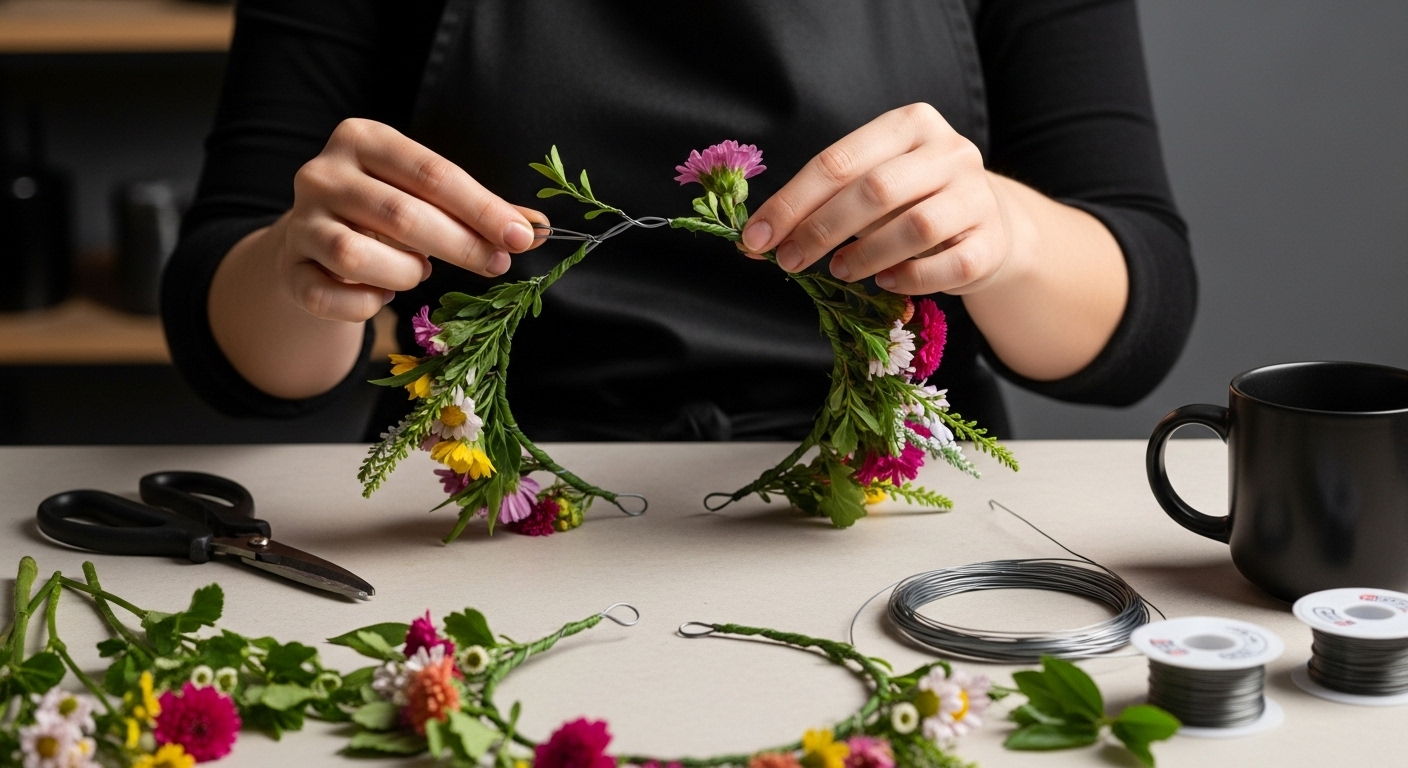 assembler fleurs couronne