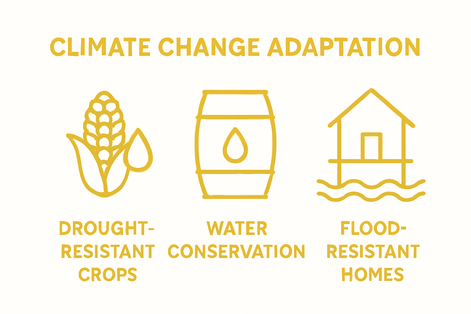 Three key climate adaptation strategies icons
