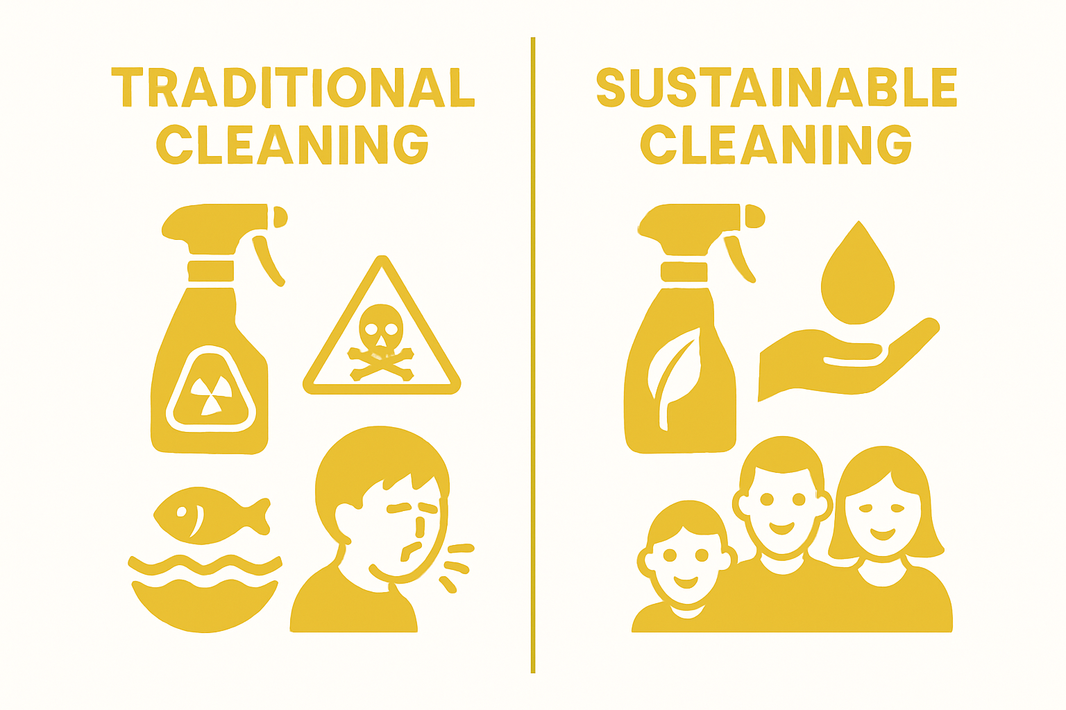 Infographic comparing traditional vs. sustainable cleaning methods