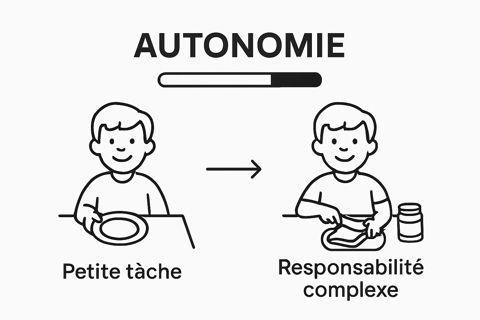Infographic showing steps of growing child responsibility