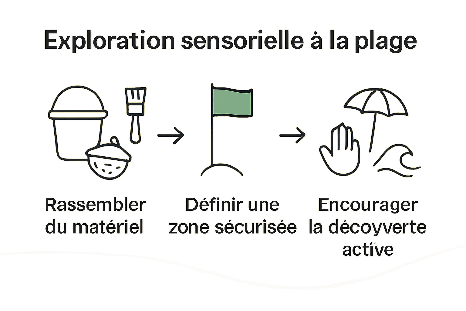 Processus exploration sensorielle à la plage pour enfant