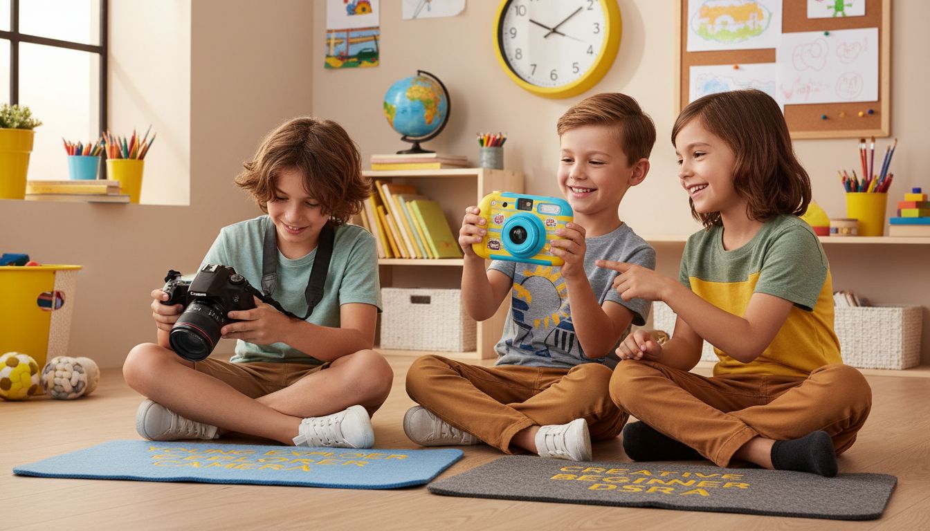 kids comparing cameras