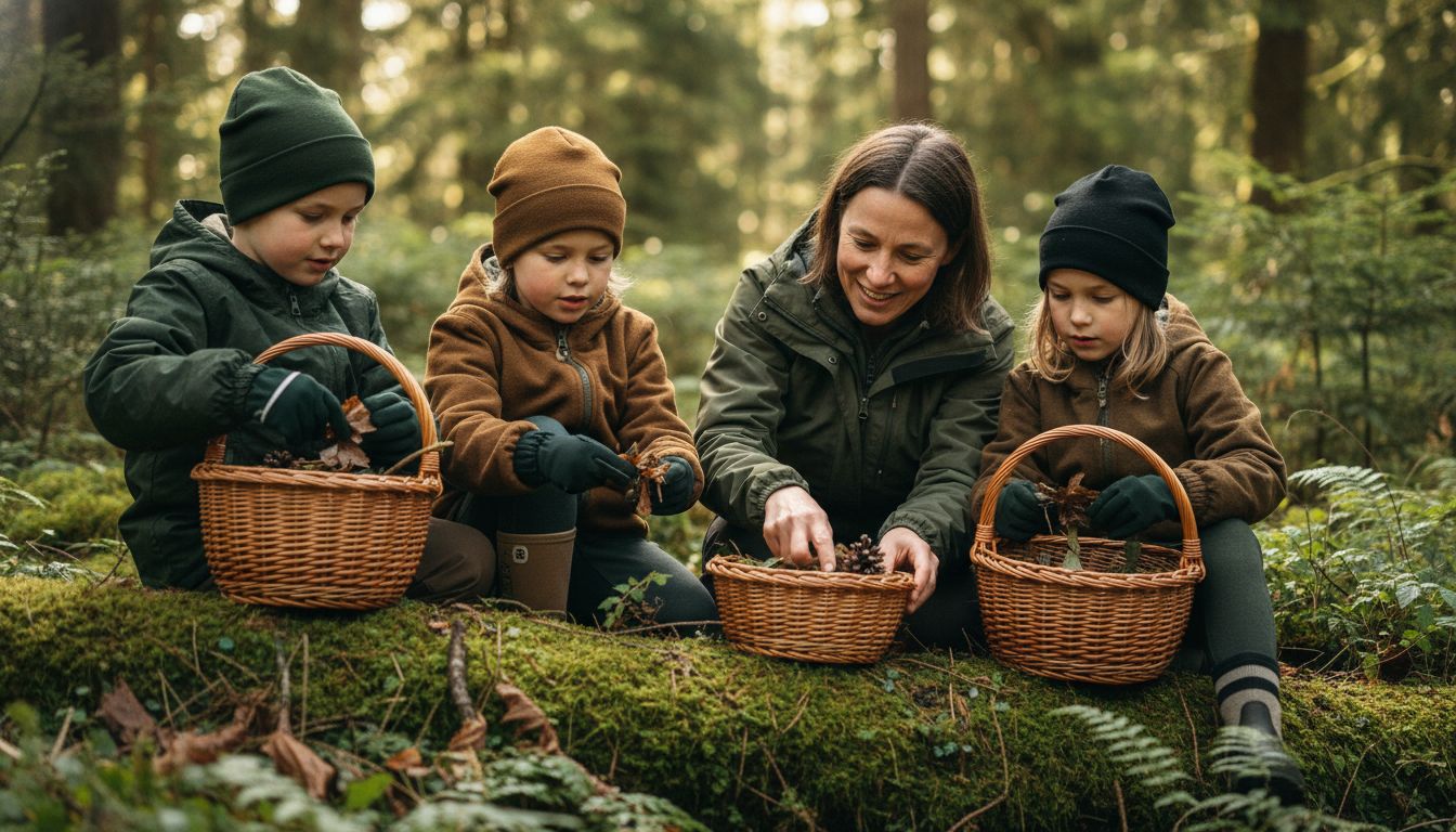 collecte matériaux enfants forêt