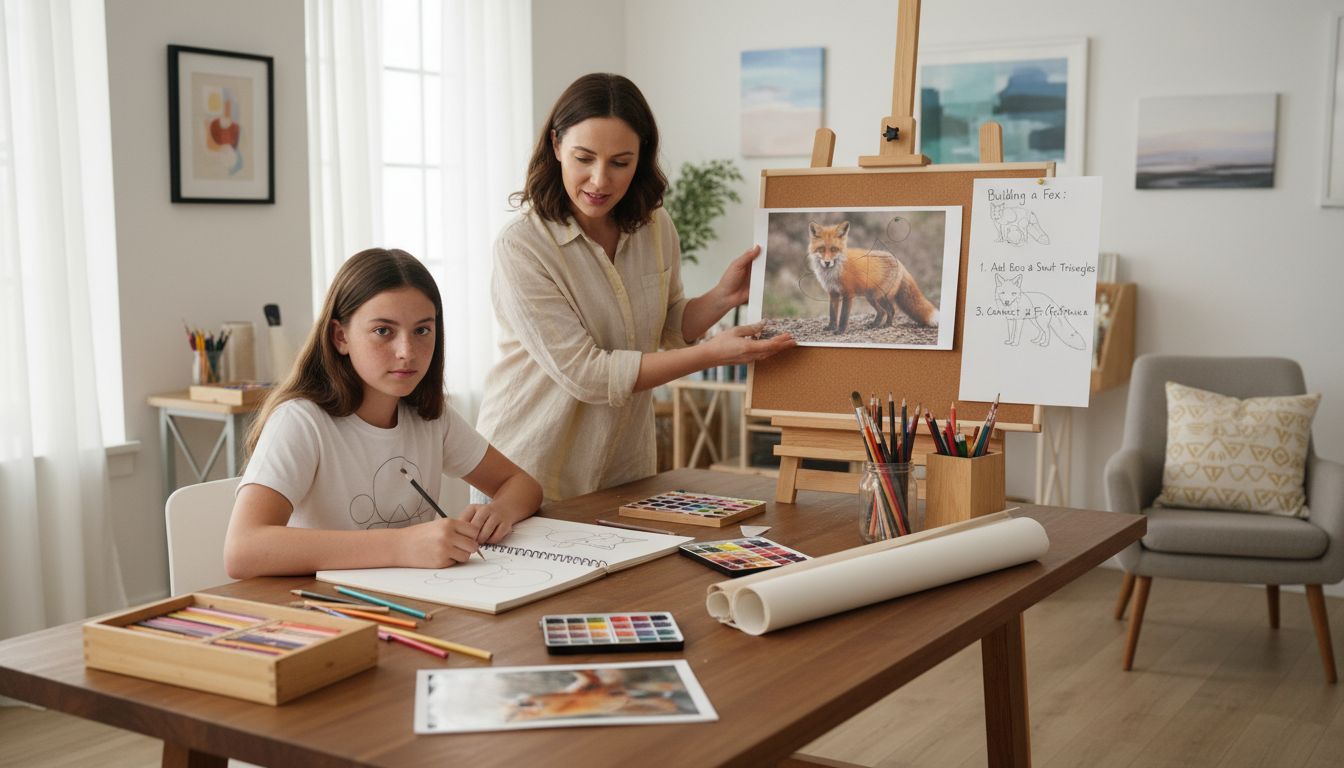 child drawing shapes