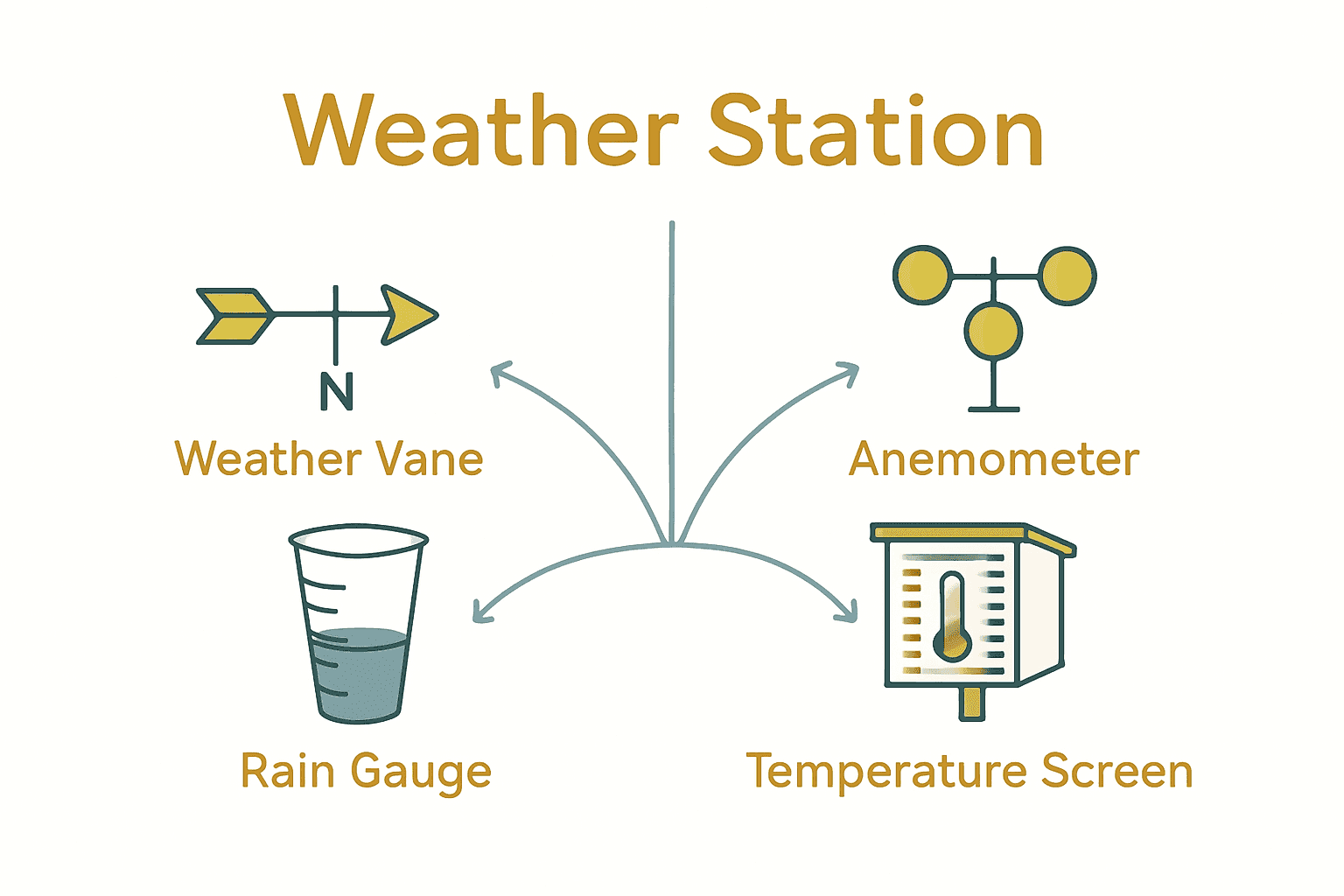 Infographic showing four weather instruments for DIY kids station