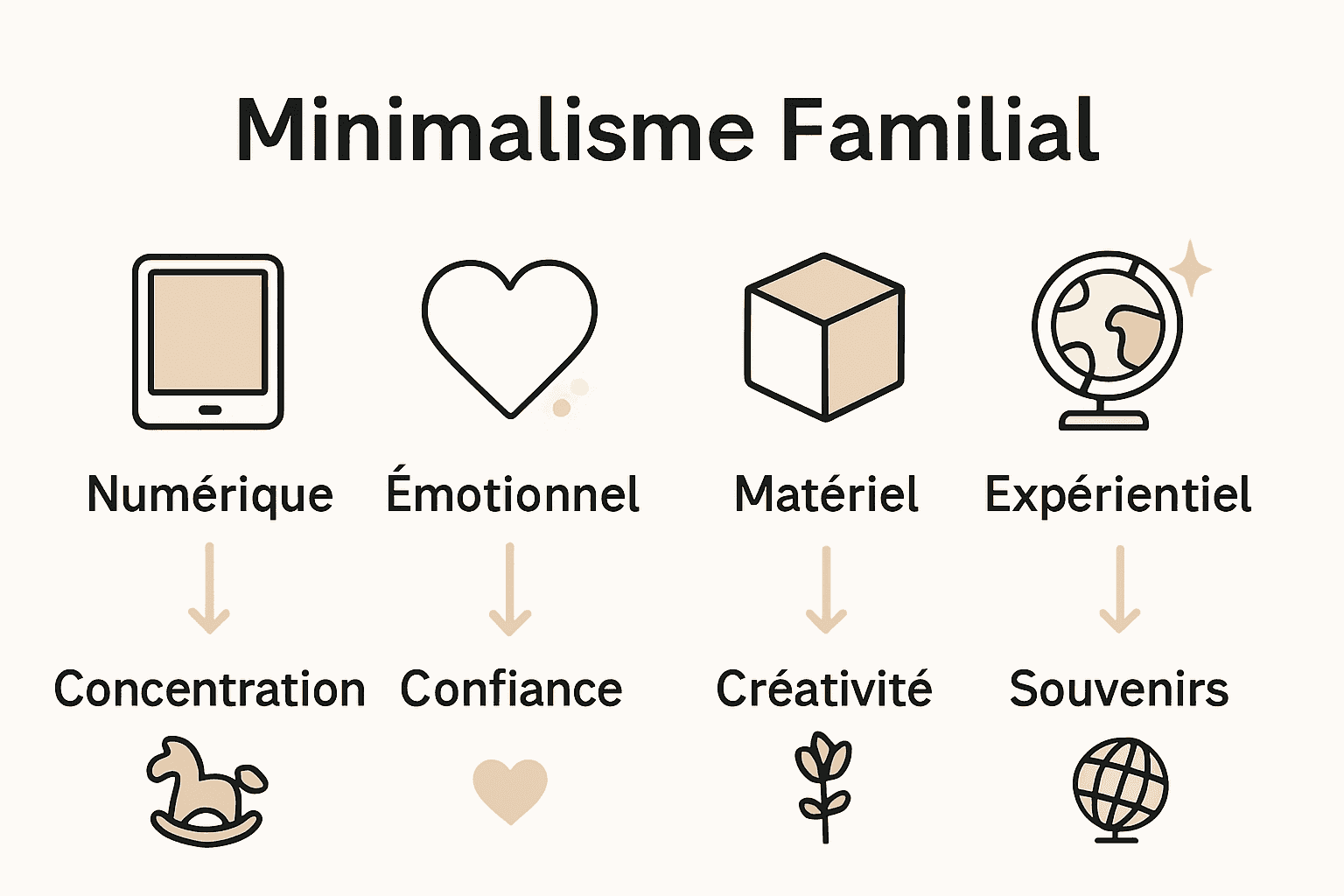 Infographie quatre styles de minimalisme enfants