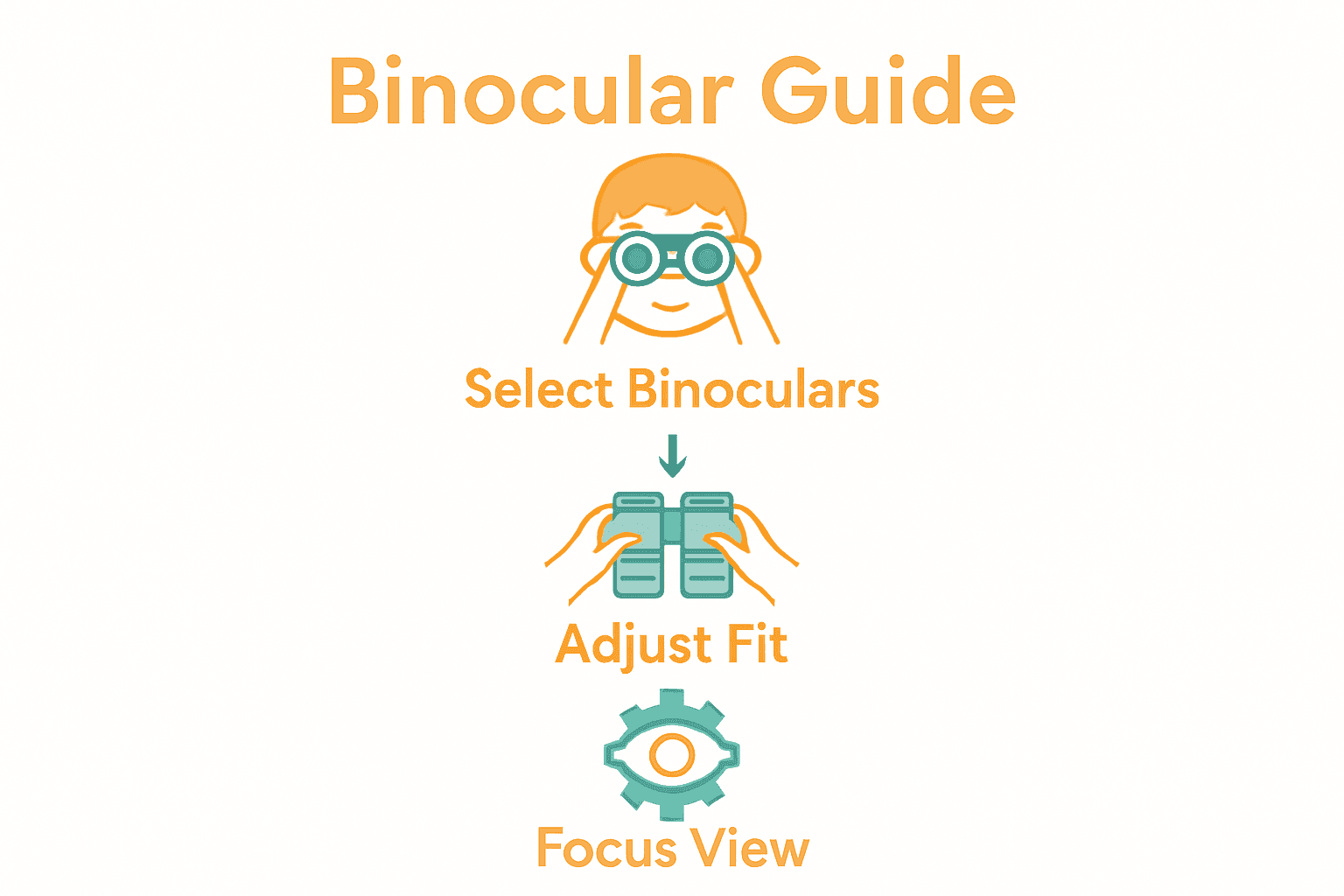Infographic showing steps to use binoculars for kids