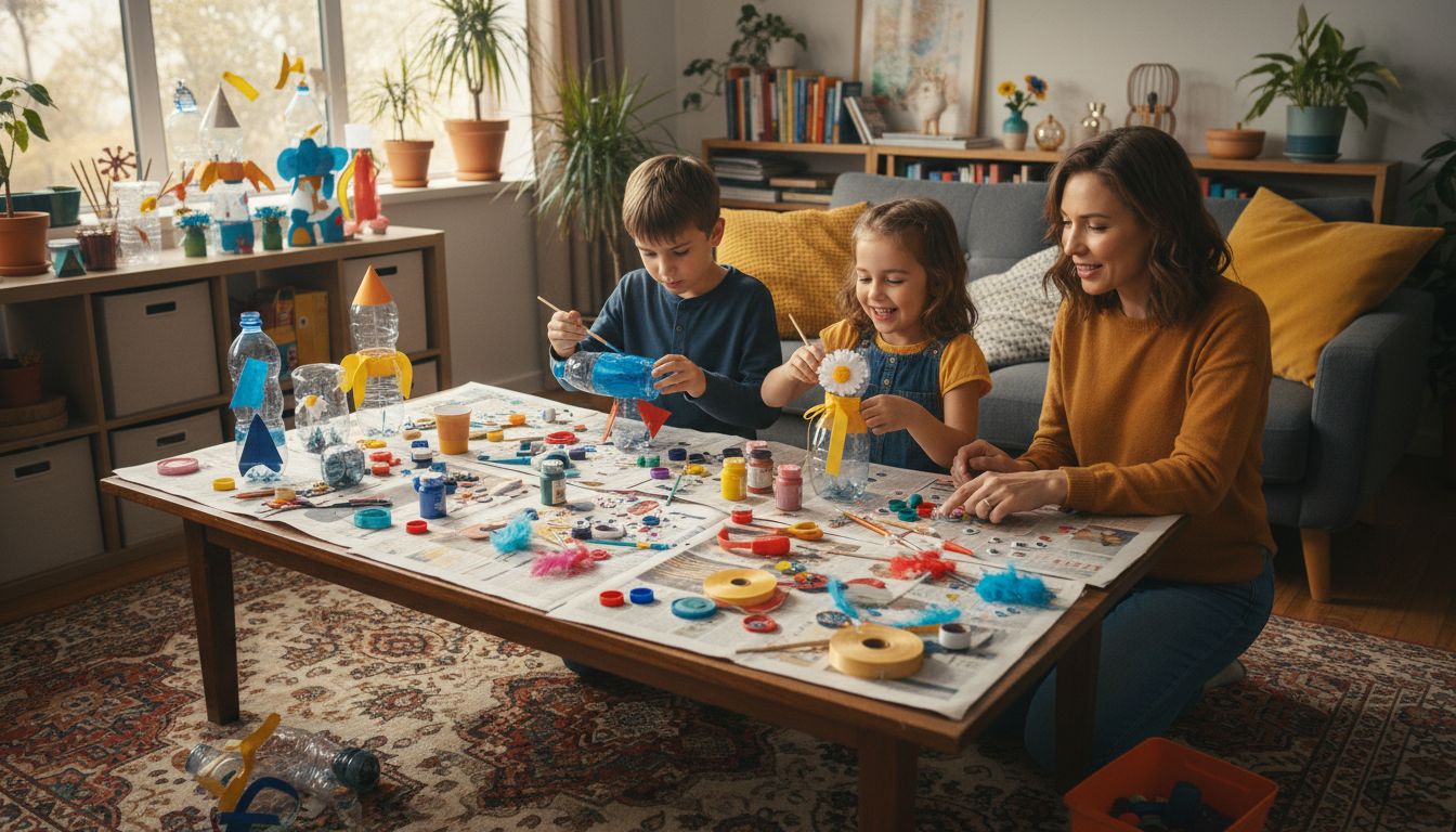 family plastic bottle crafting