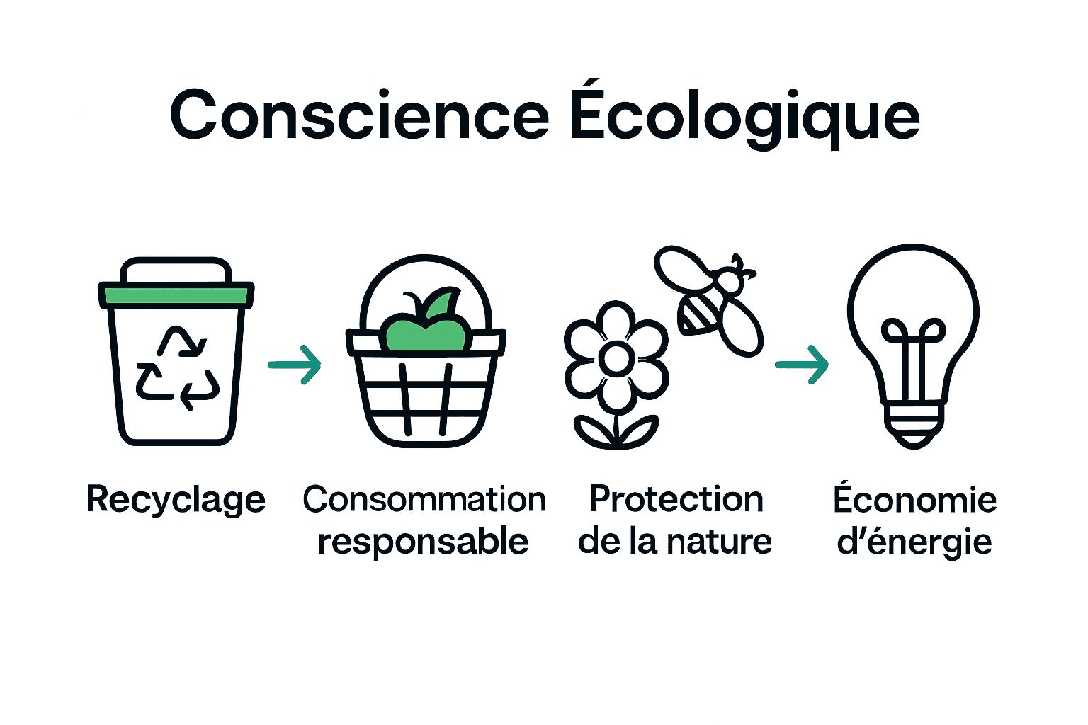 Infographie sur catégories de gestes écologiques pour enfants