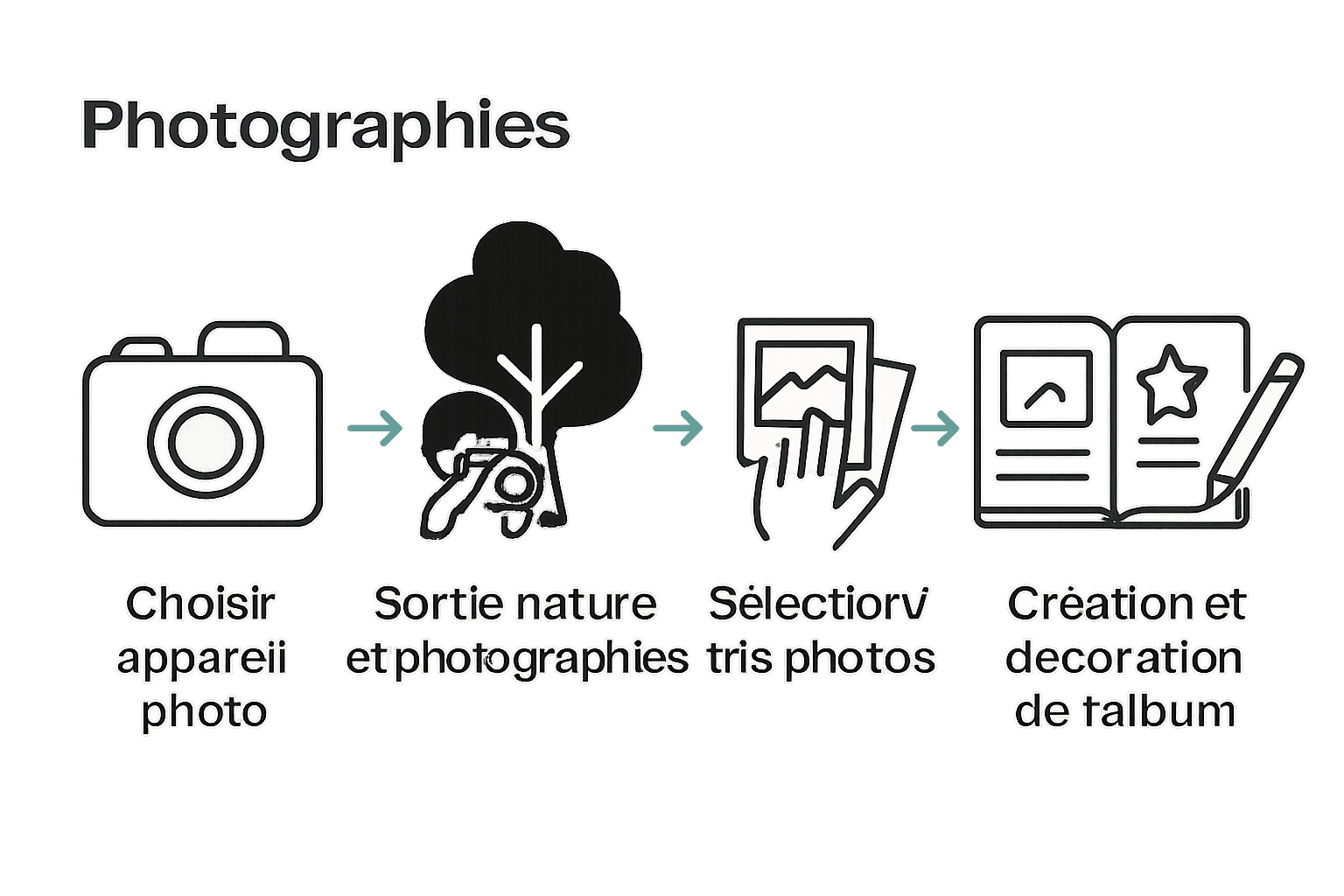 Infographie étapes création album nature enfant