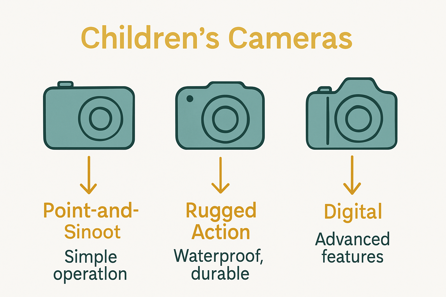Infographic comparing types of kids’ cameras