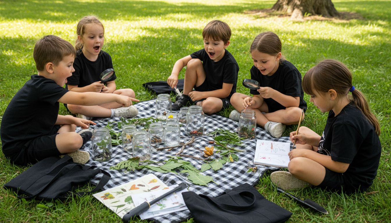 Enfants expérimentant la nature en plein air