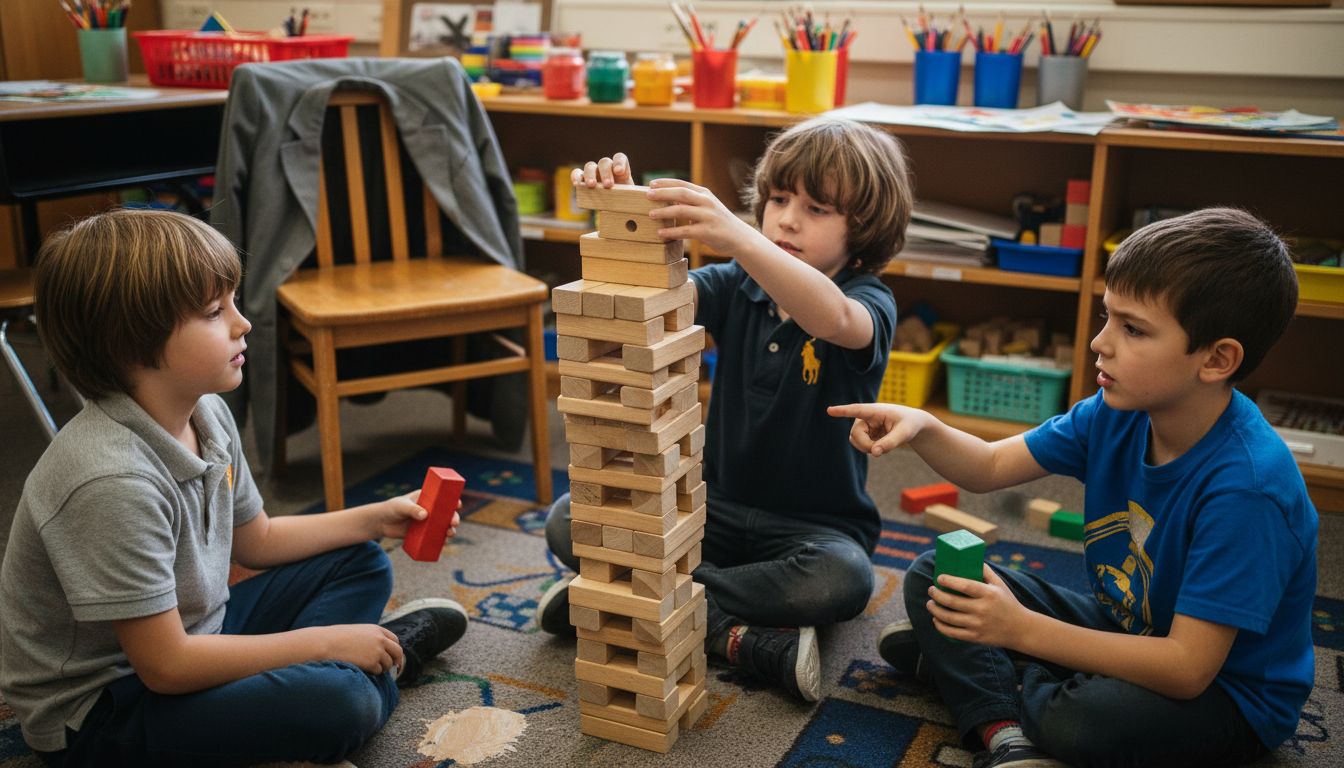 Children building teamwork during social play