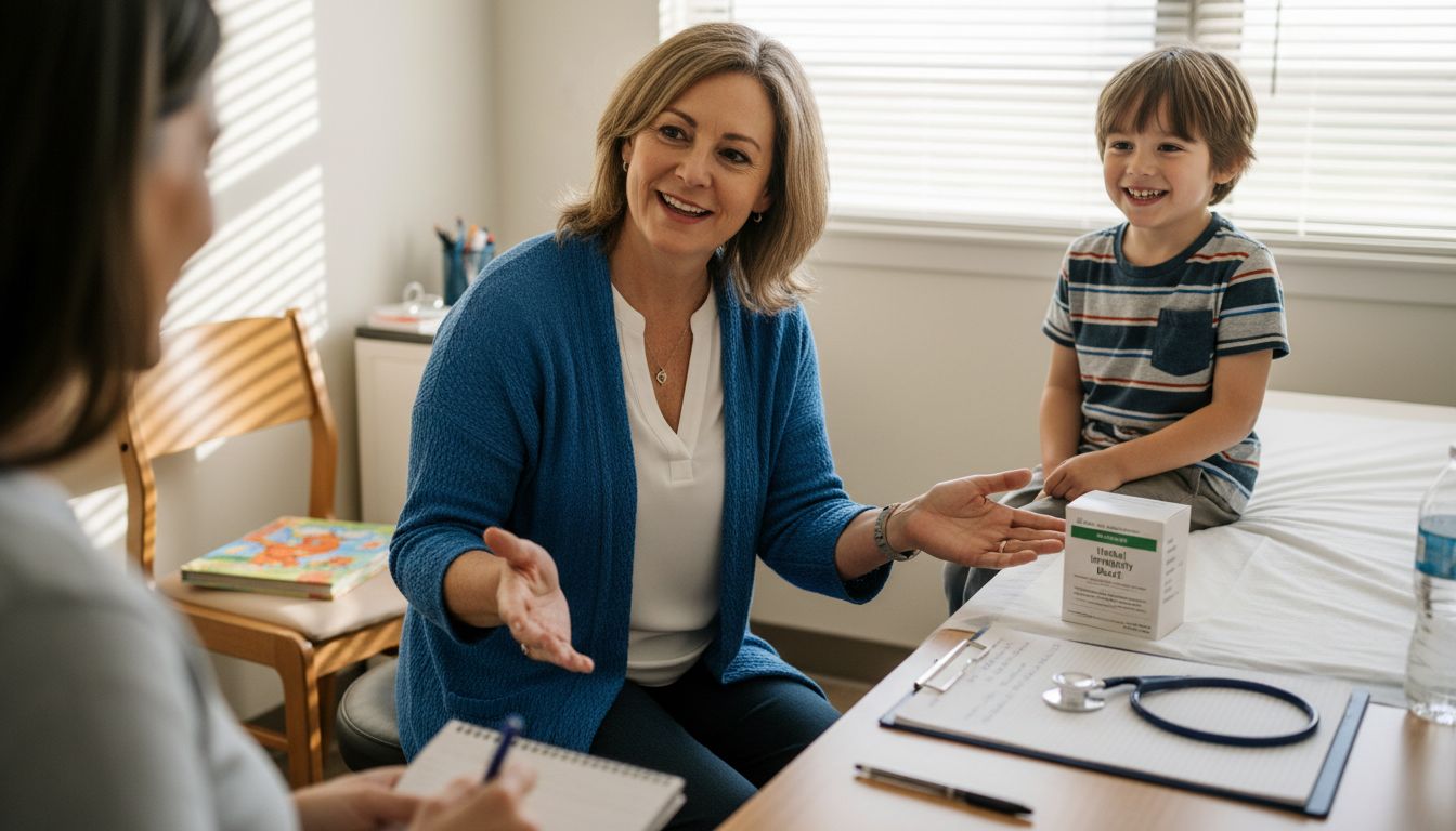 Doctor shows herbal remedies to family