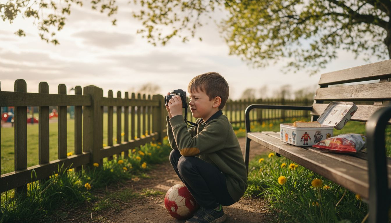 Child concentrating on camera framing