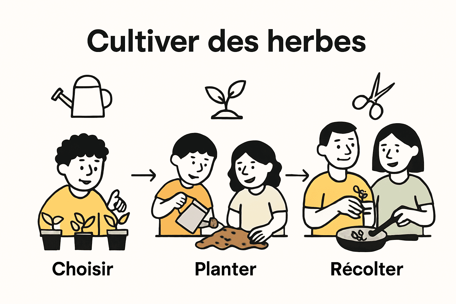 Infographie : les étapes du jardinage pour les enfants
