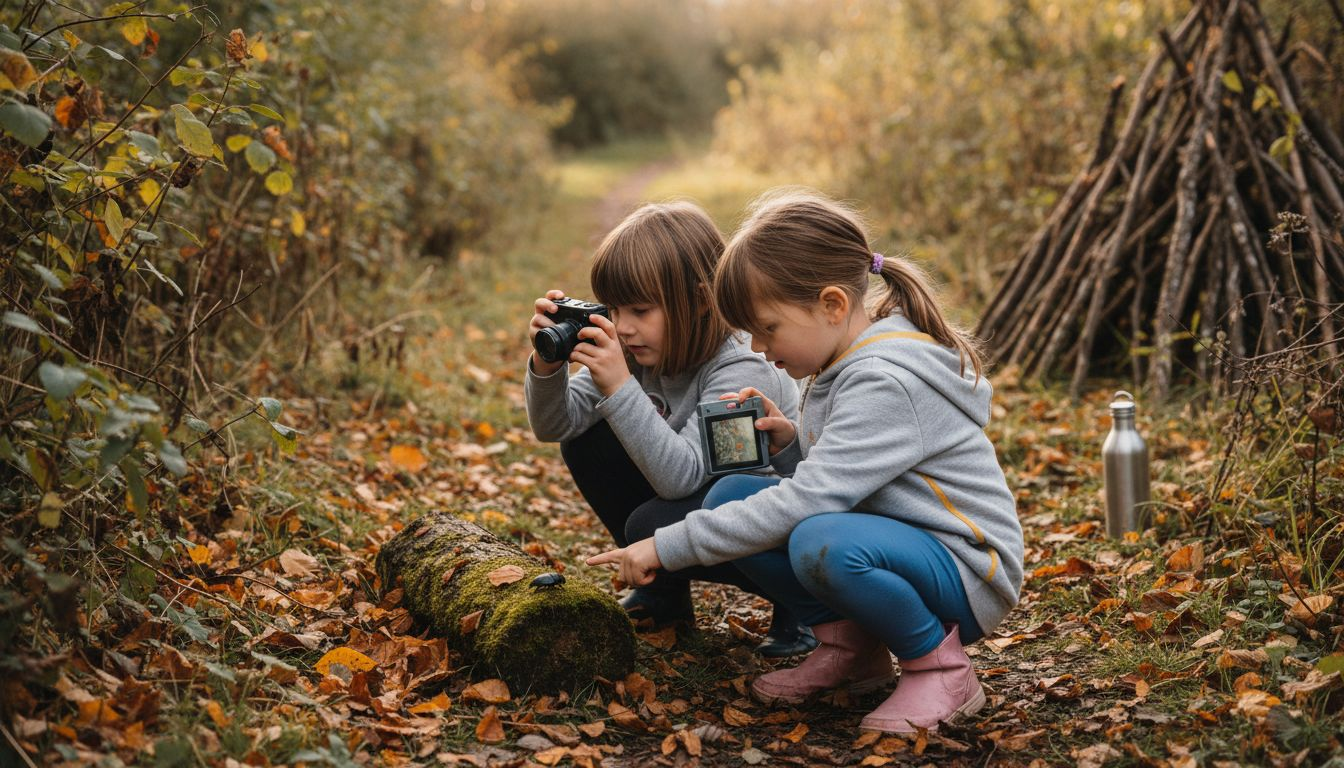 Girls use cameras to explore outdoors