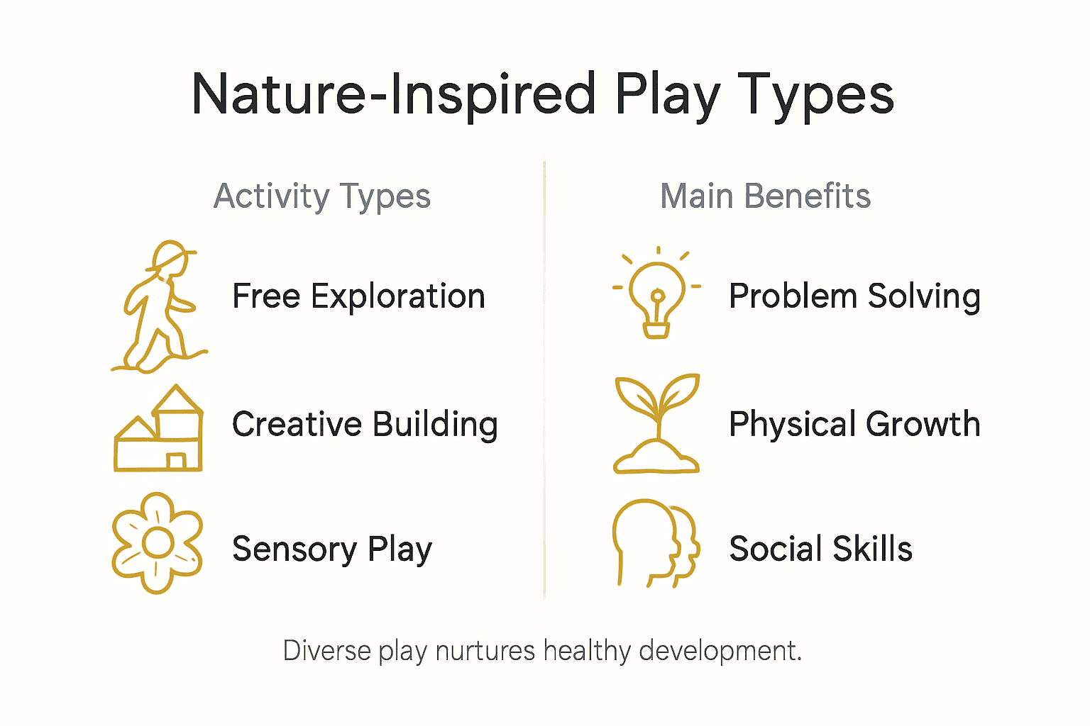 Infographic of nature-inspired play activity types