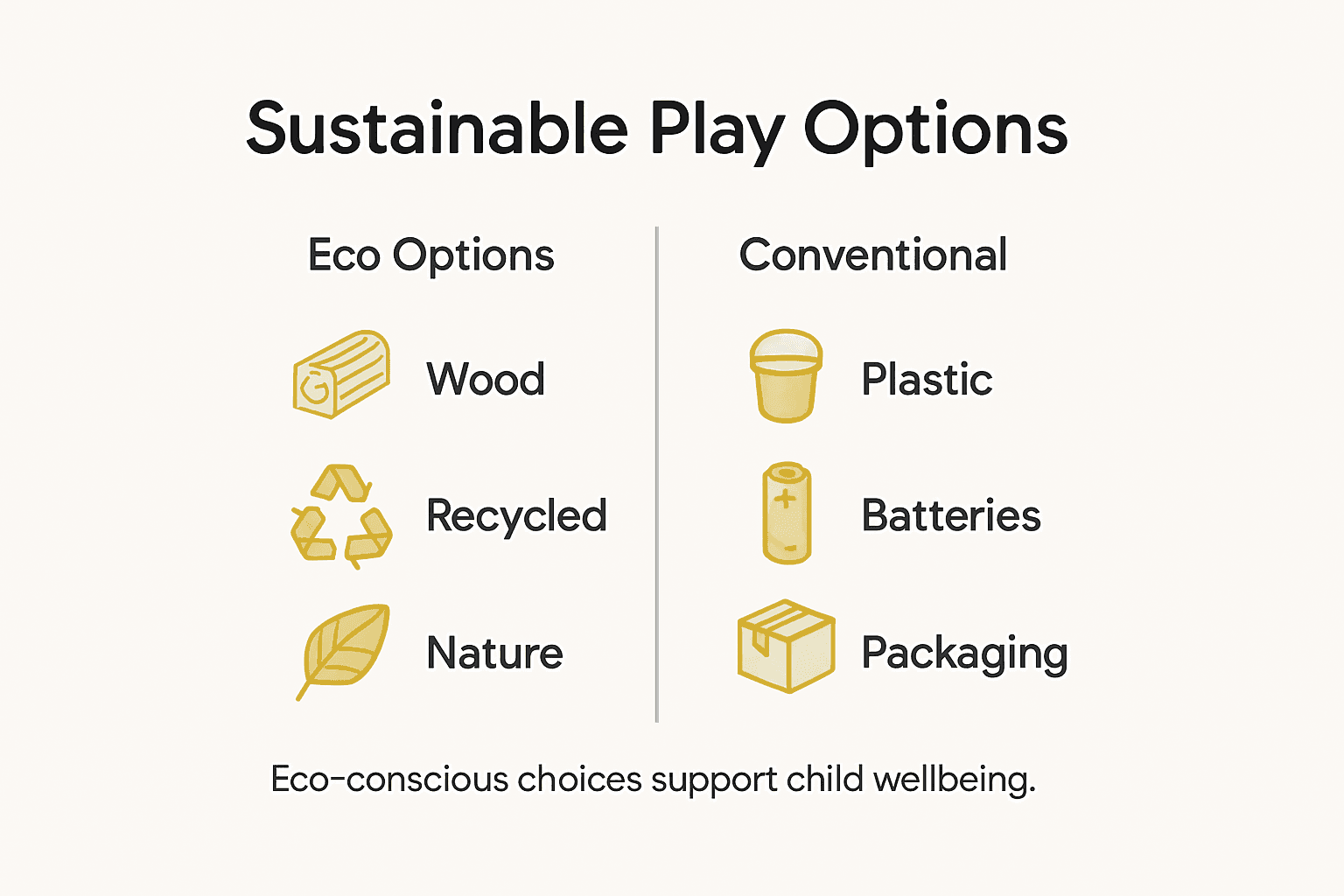 Infographic contrasting sustainable and conventional toys