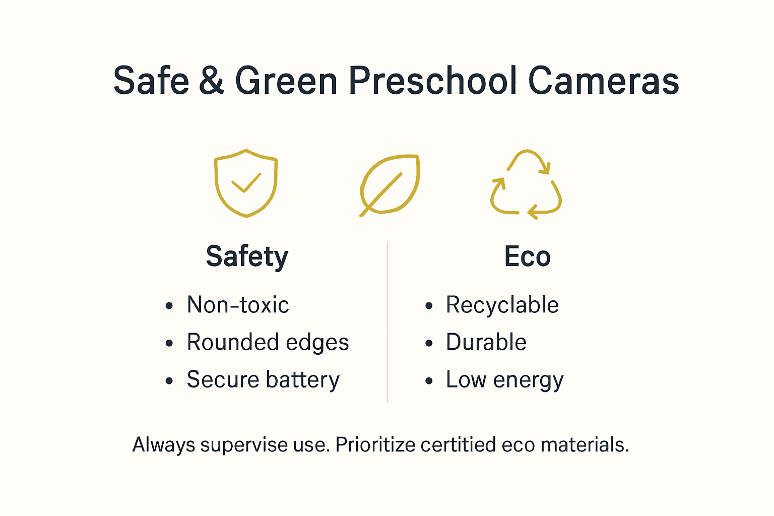 Infographic on safe and eco-friendly camera features