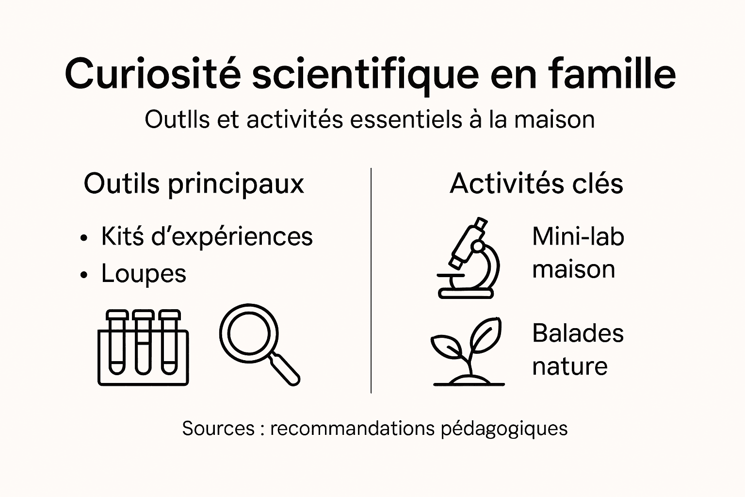 Infographie : des idées d’outils et d’activités pour éveiller la curiosité des enfants