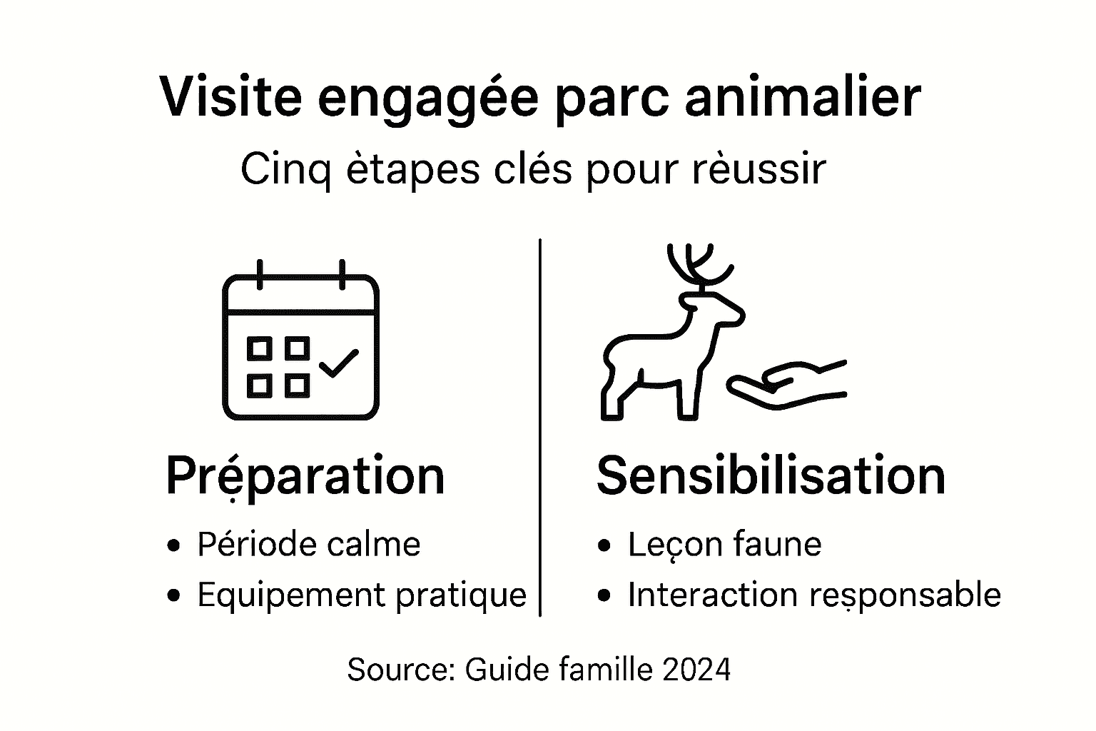Les moments incontournables lors d’une visite au parc animalier, présentés en infographie
