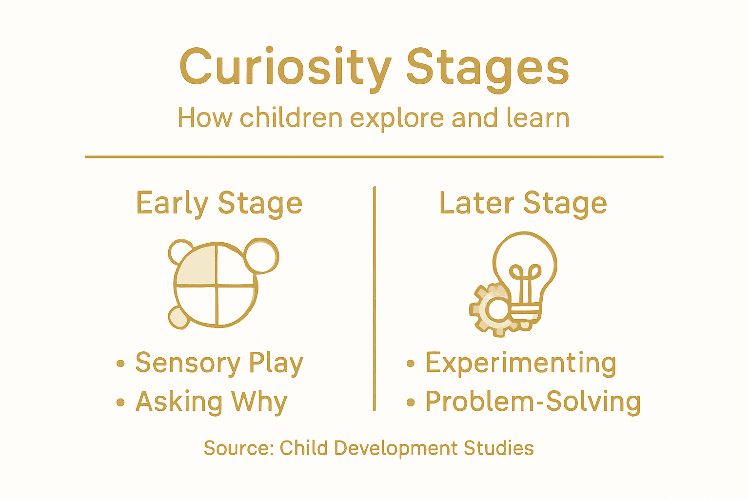 Infographic on childhood curiosity stages and types