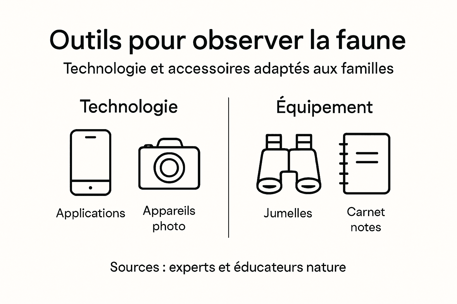 Découvrez notre infographie dédiée aux outils innovants pour observer la faune en famille : conseils, astuces et technologies modernes pour profiter pleinement de la nature ensemble.