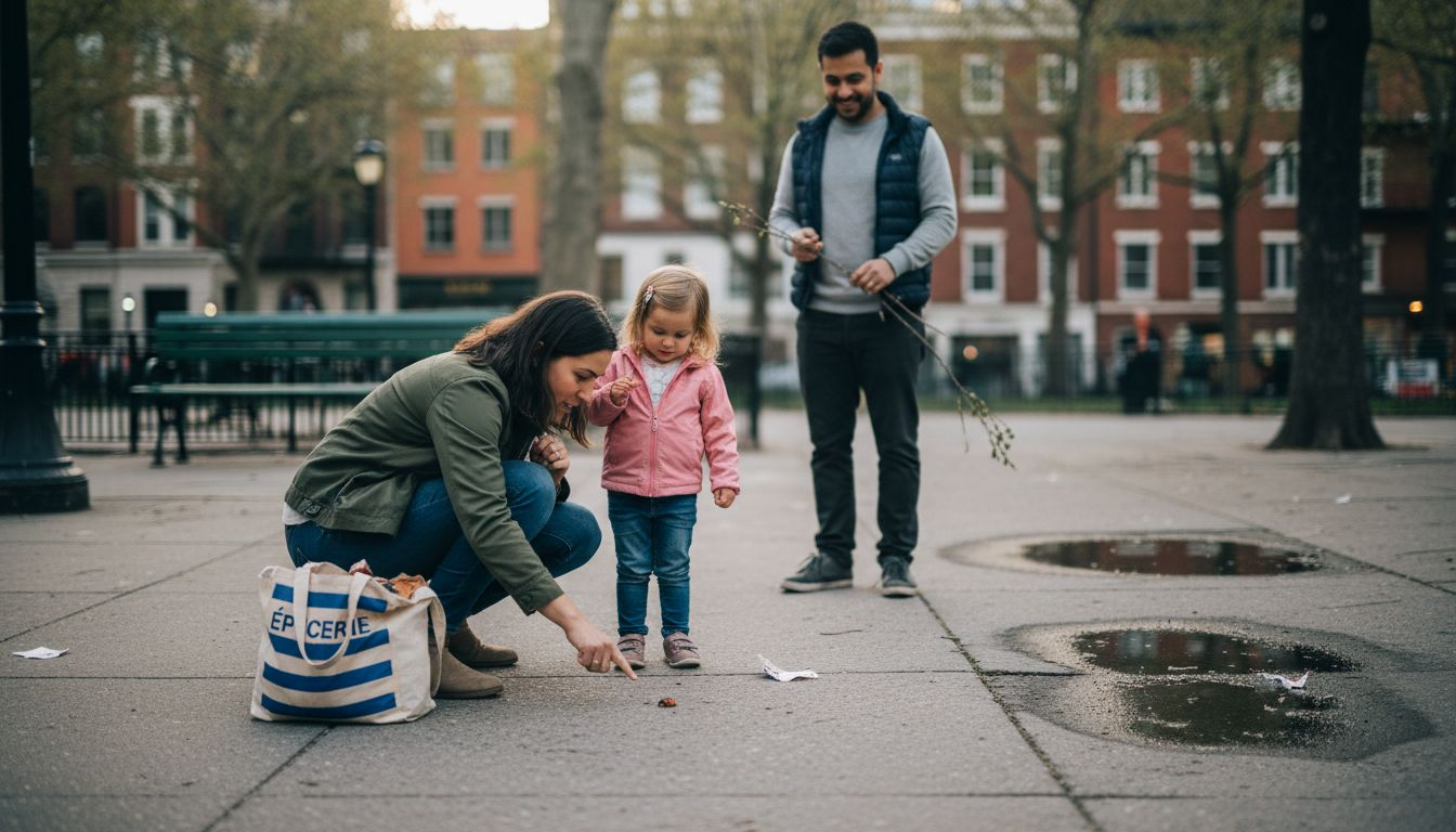 Une famille part à la découverte des espaces verts en plein cœur de la ville.