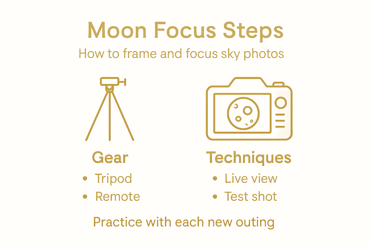 Infographic with gear and techniques for moon photo clarity
