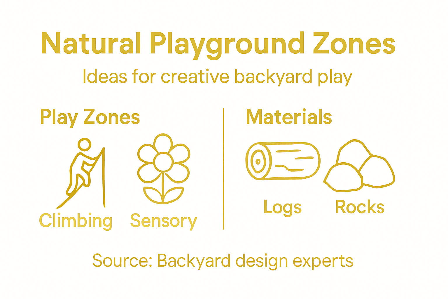 Natural playground zones and materials infographic