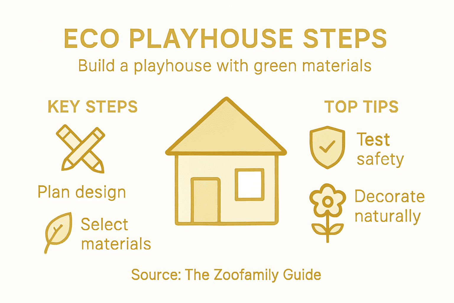 Infographic summarizing eco playhouse building steps