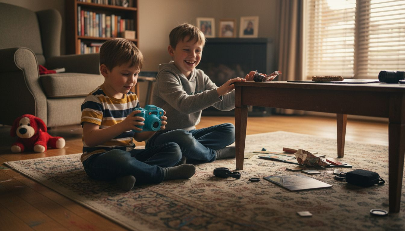 Kids testing out a rugged child camera