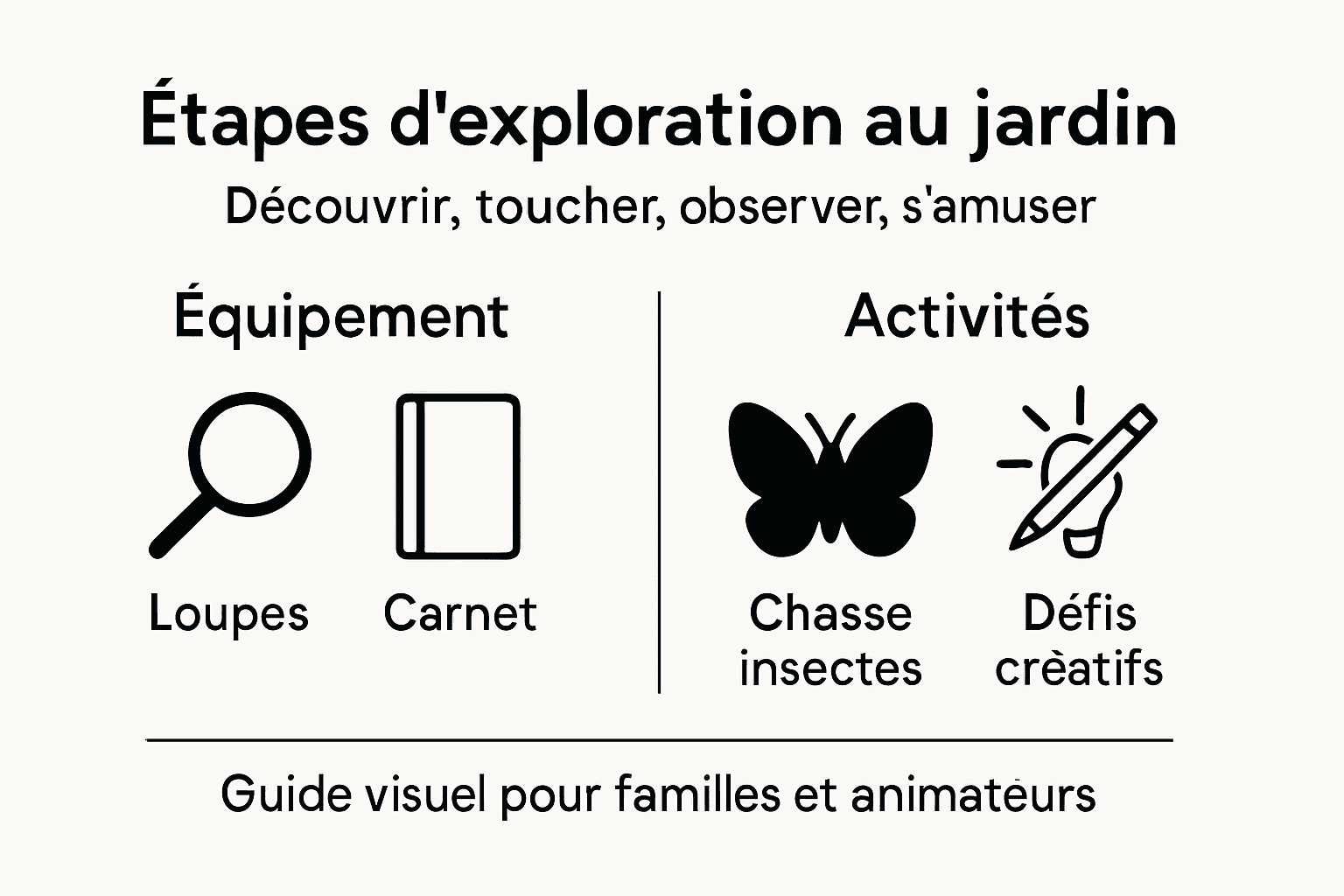 Les grandes étapes pour partir à la découverte du jardin avec les enfants – infographie