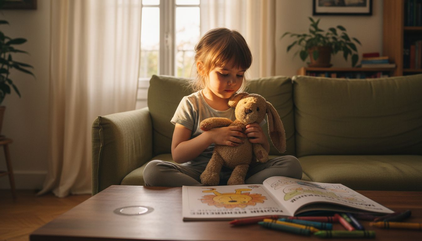 Un enfant installé près d'une fenêtre, baigné par la lumière du jour.