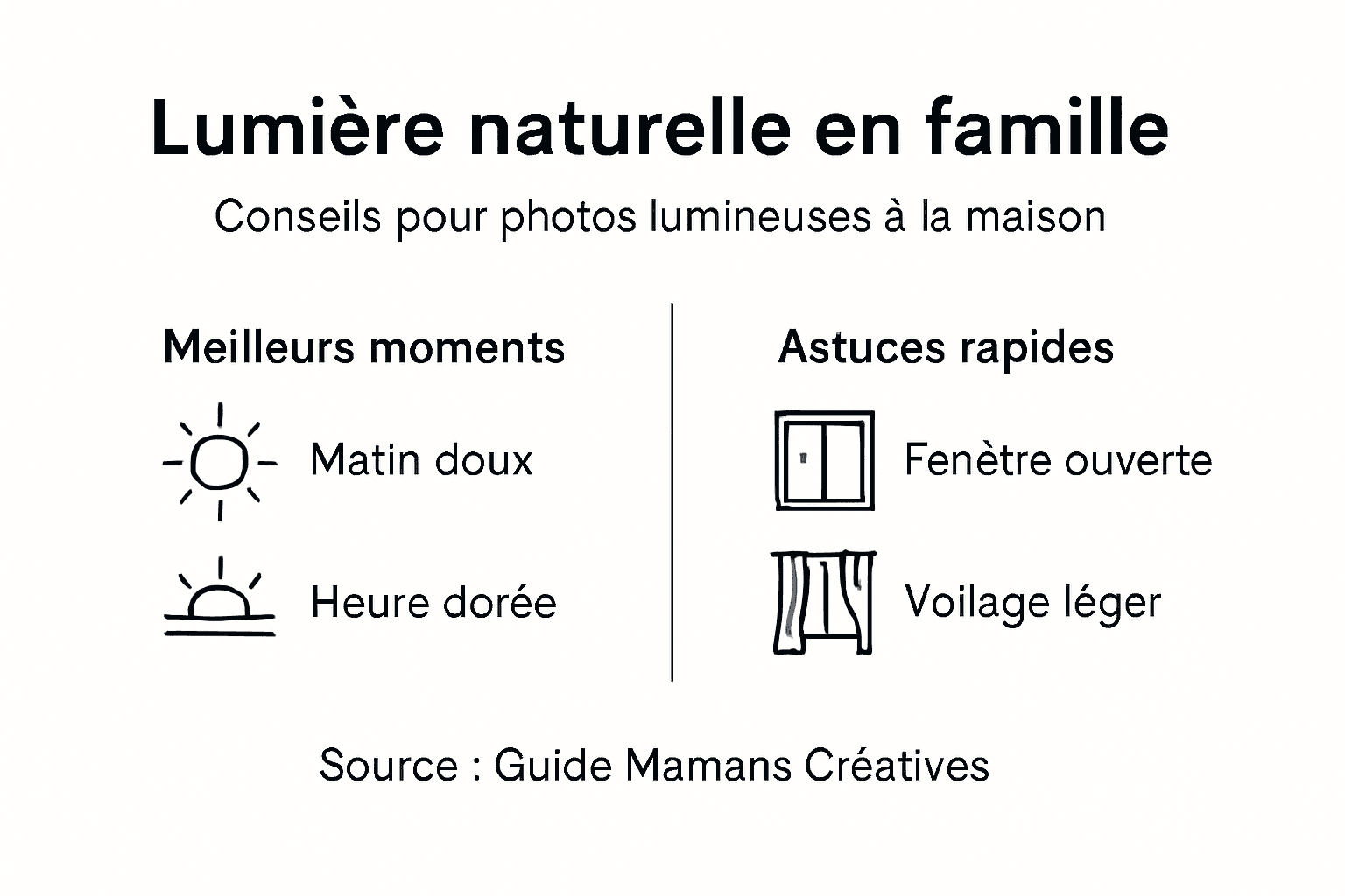 Conseils en infographie pour réussir vos photos d’enfants à la lumière naturelle