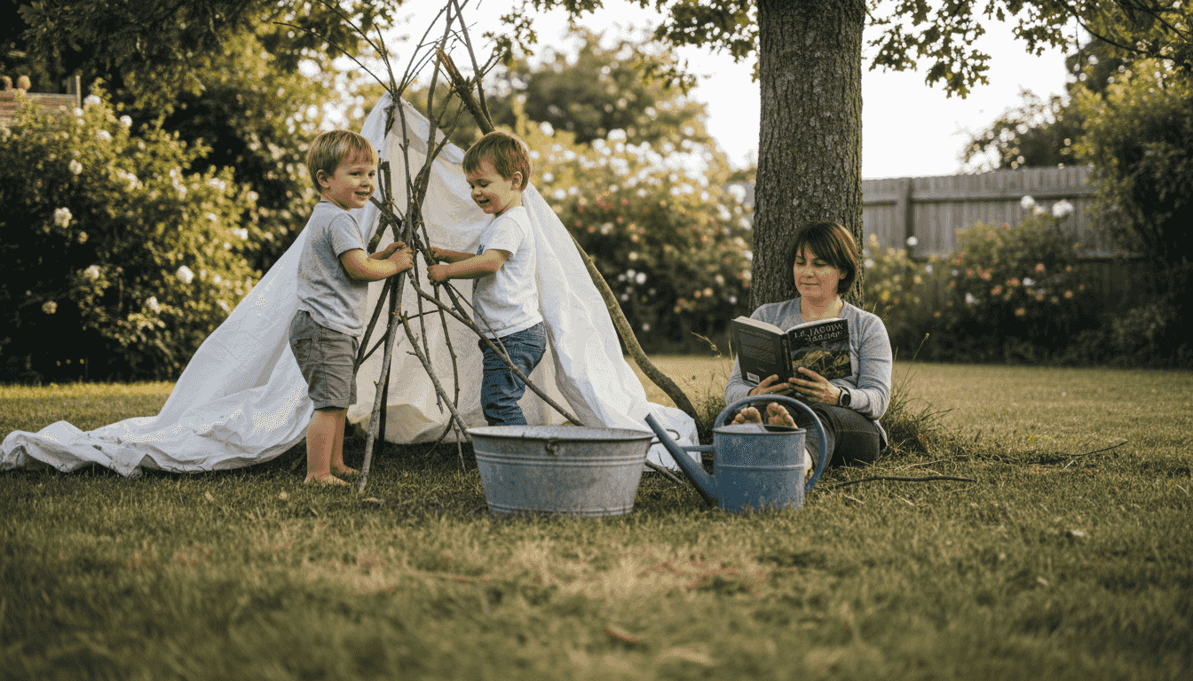 On entend les rires des enfants qui s’épanouissent en jouant dans le jardin, profitant pleinement de leur liberté.