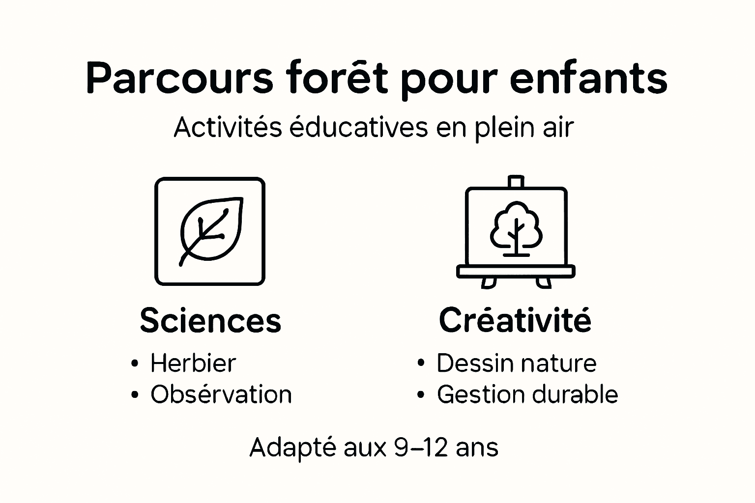 Infographie : les différents parcours éducatifs en forêt pour les enfants