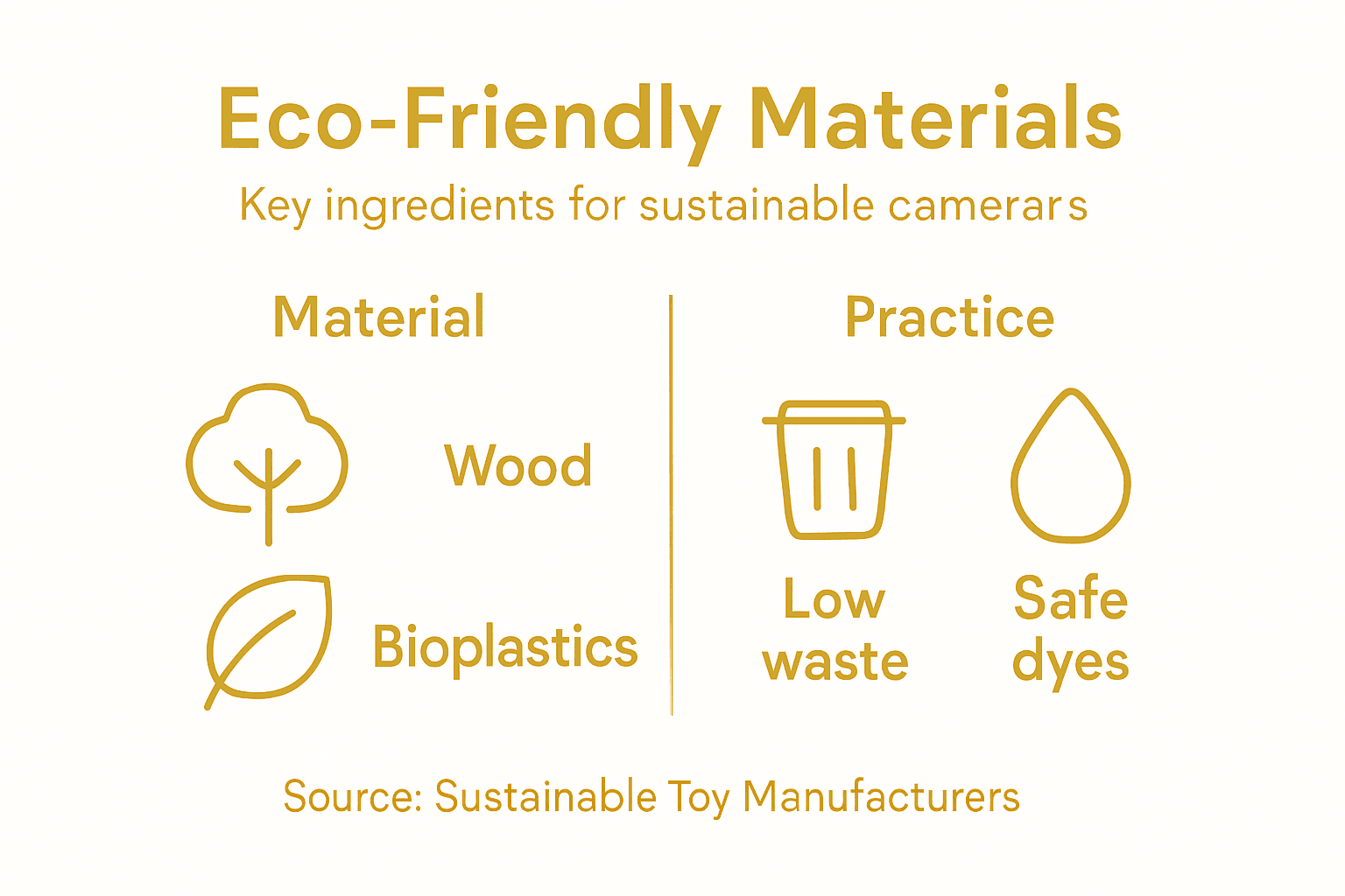Infographic showing eco-friendly camera materials and practices