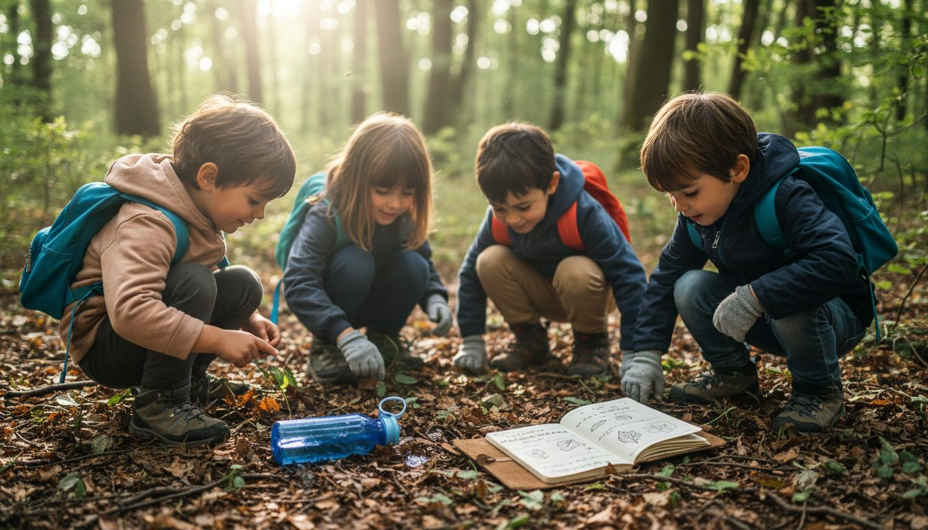 Des enfants qui découvrent la nature tout en s’amusant lors d’activités éducatives en forêt