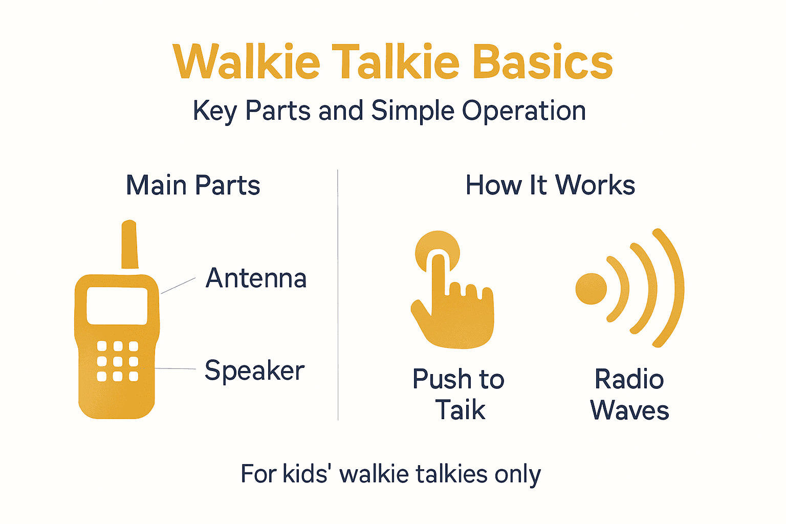 Infographic on kid’s walkie talkie basics and operation
